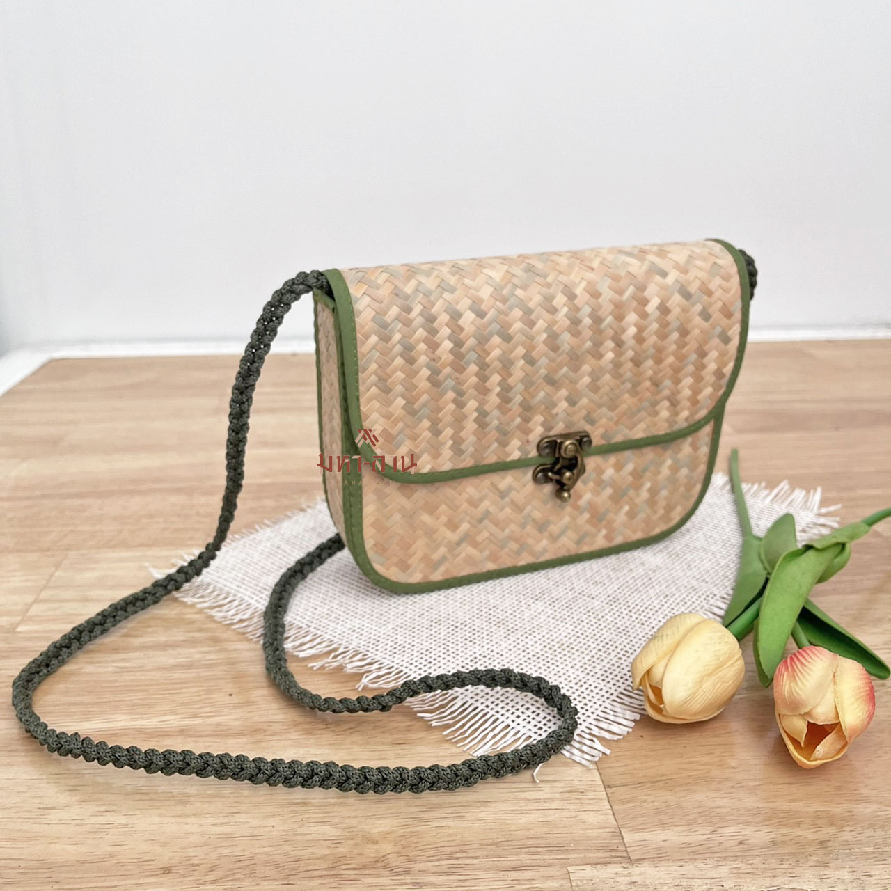 กระเป๋าสาน กระเป๋ามินิมอล กระเป๋าเกาหลี กระเป๋าสะพาย กระเป๋าไปคาเฟ่ 🤎