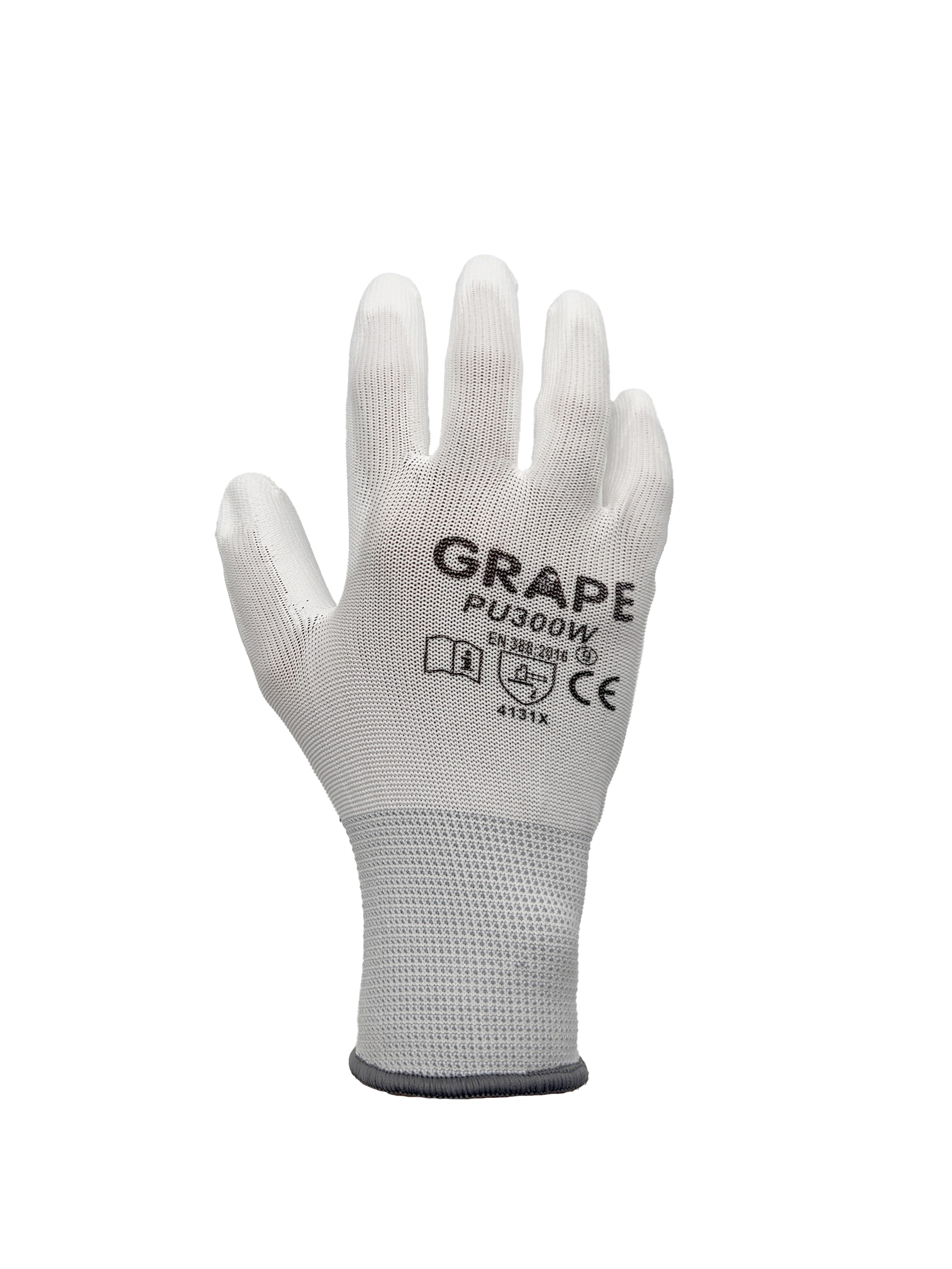 GRAPE ถุงมือ PU300W เบอร์ 8 สีขาว