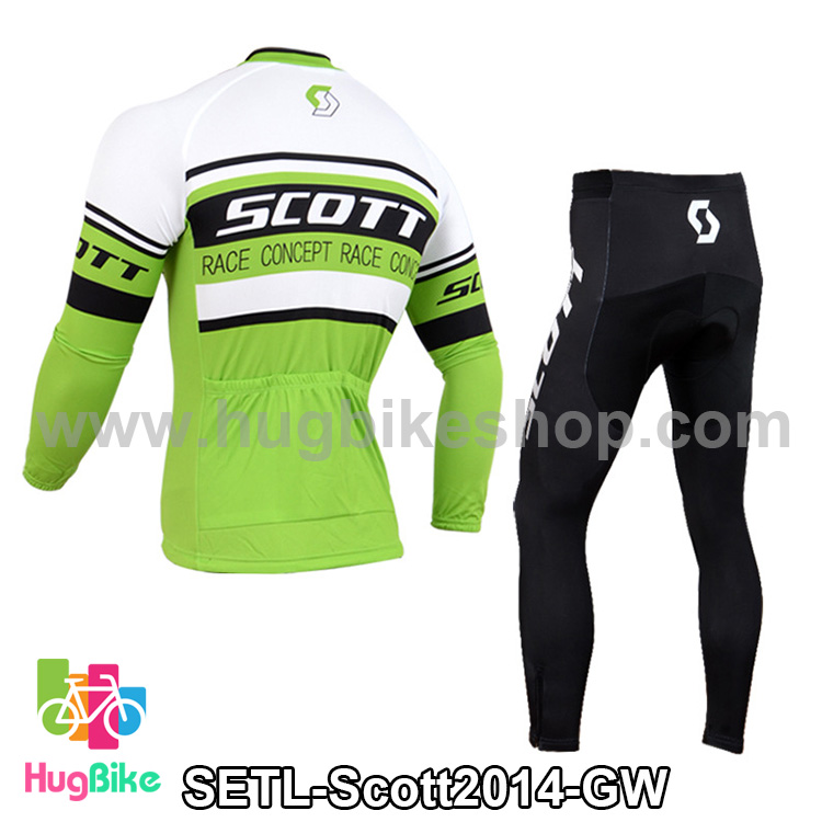 ชุดจักรยานแขนยาวทีม Scott 14 (01) สีเขียวขาว