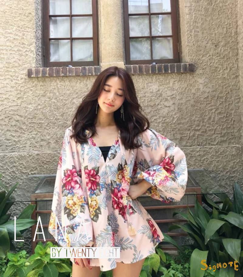 เสื้อแขนยาวใส่เป็นมินิเดรสได้ ลายดอก