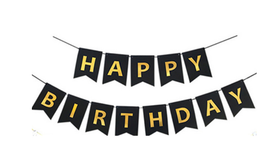 Happy birthday ขนาดเล็ก สีดำ / Black birthday banner