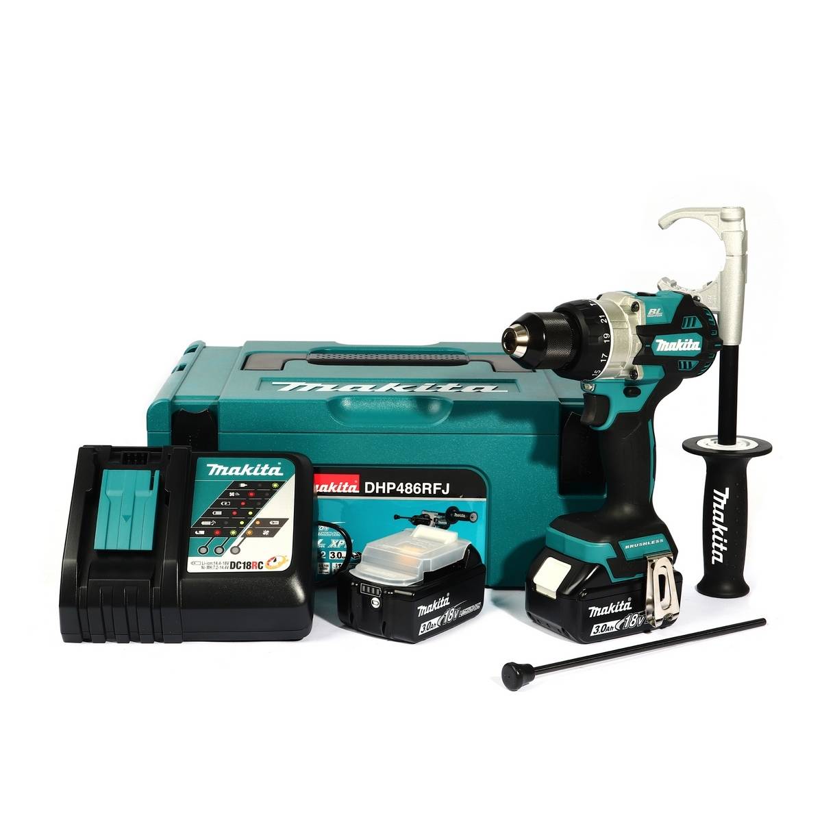 MAKITA MAKITA สว่านกระแทกไร้สาย 18 โวลต์ ขนาด 13 มม. (1/2 นิ้ว) รุ่น DHP486RFJ แรงบิดหมุน 125 นิวตันเมตร รวมแบตเตอรี่-แท่นชาร์จ (มากีต้า)