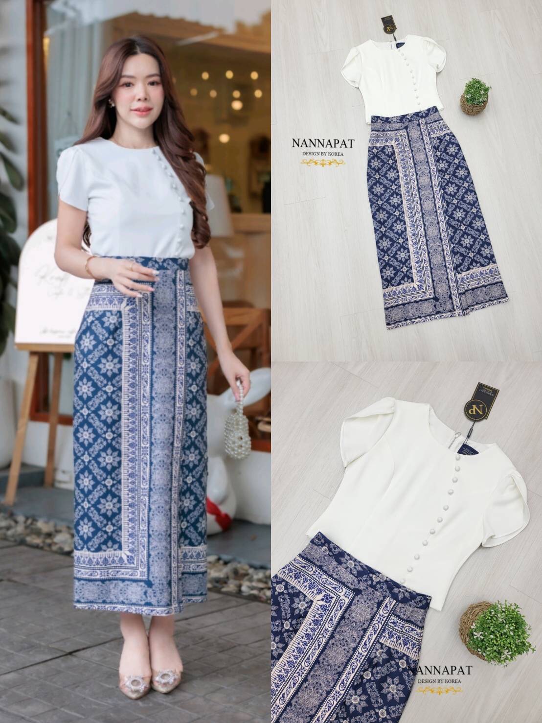 setเสื้อกับกระโปรงไทย