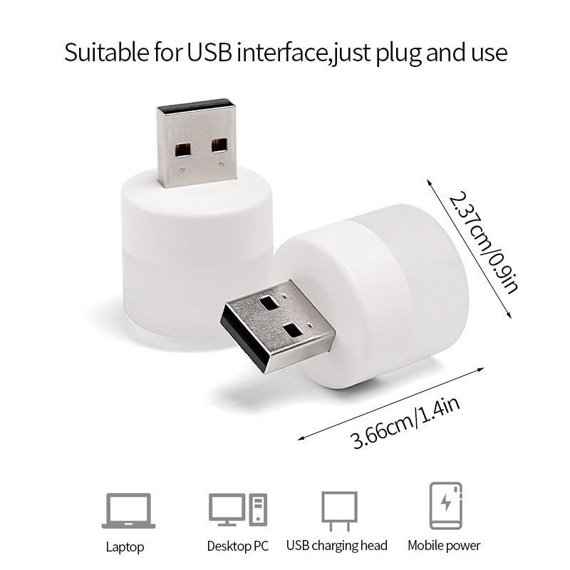 หลอดไฟมินิมอล LED USB Mini Night Light ทรงกลม ขนาดเล็ก แบบพกพา ใช้เป็นไฟฉุกเฉิน ไฟอ่านหนังสือตอนกลางคืนได้