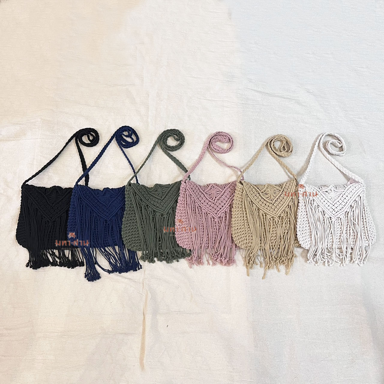 กระเป๋าเชือกถัก ทรงสี่เหลี่ยม crossbody มี 6 สี (JJ2112)
