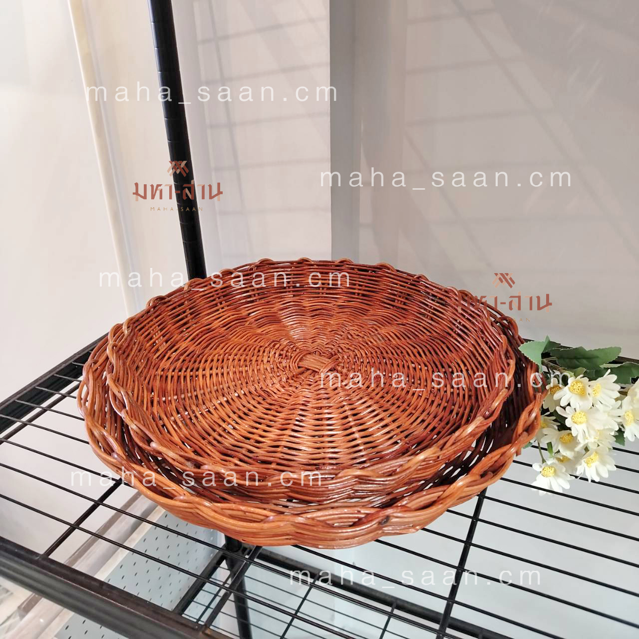 ถาดผลไม้ ขนม กระจาดสาน เถาวัลย์ ทรงกลม 🥯