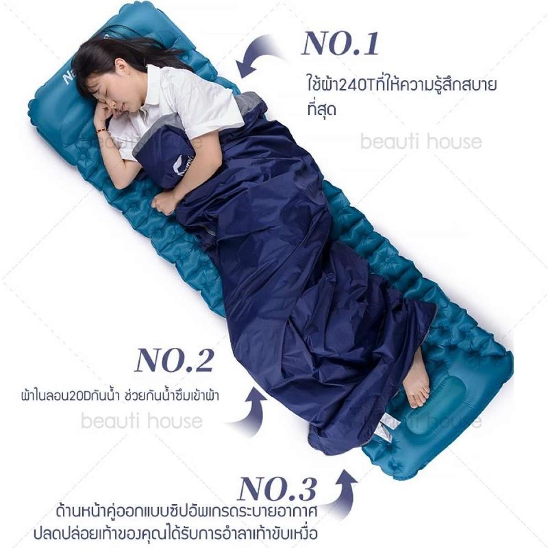 ถุงนอน Sleeping bag ถุงนอนตั้งแค้มป์ ถุงนอน แบบพกพา ถุงนอนปิกนิก ขนาดกระทัดรัด น้ำหนักเบา พกพาไปได้ทุกที่ เหมาะสำหรับผู้ชื่นชอบผจญภัยตามป่าเขา และ ท่องเที่ยวตามธรรมชาติ ในวันหยุดพักผ่อน ขนาดเมื่อกาง 190x75 cm
