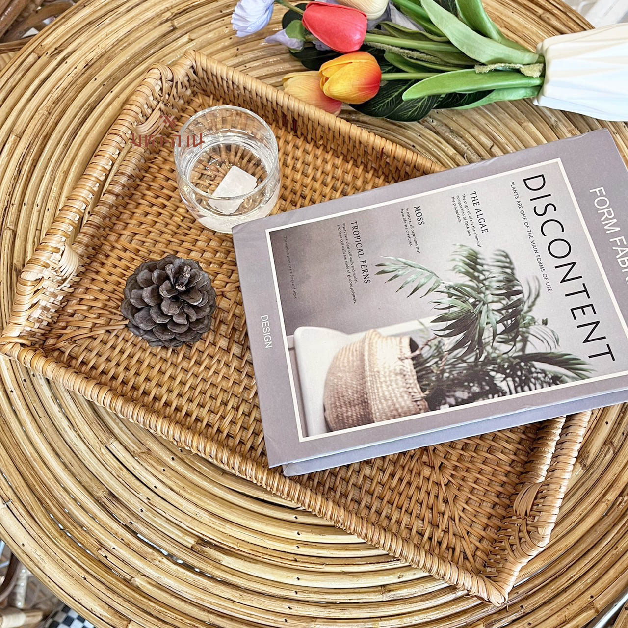 ถาดหวาย ถาดใส่อาหาร rattan tray🤎