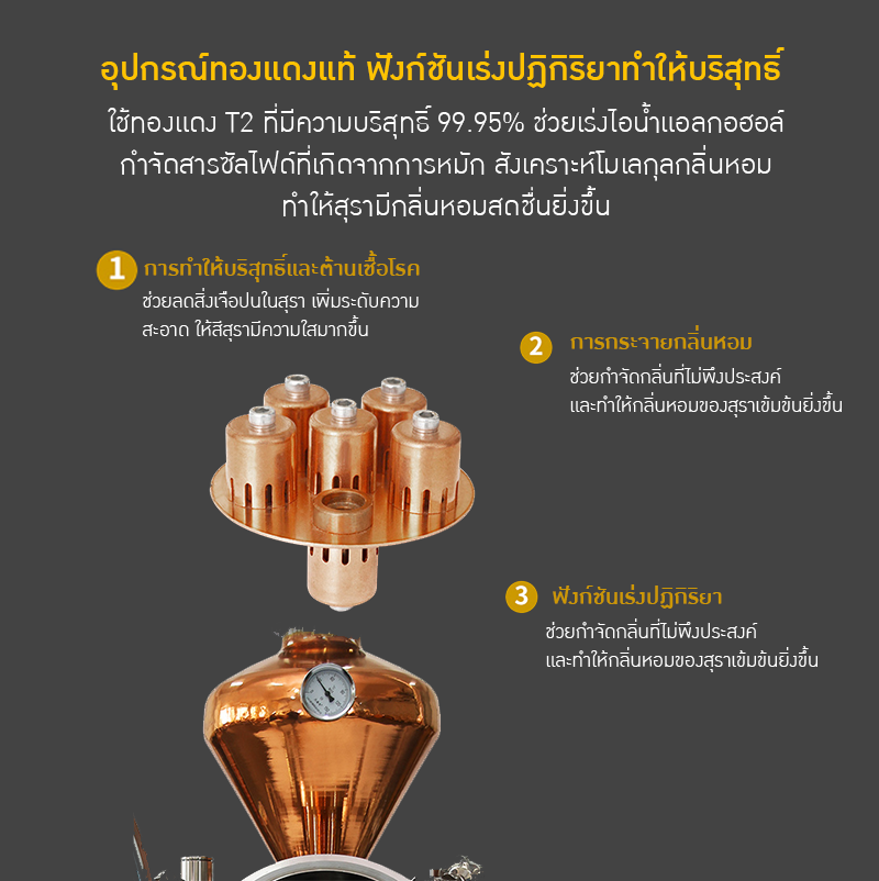 หม้อกลั่นเหล้าทองแดงแบบสองชั้น 120 ลิตร