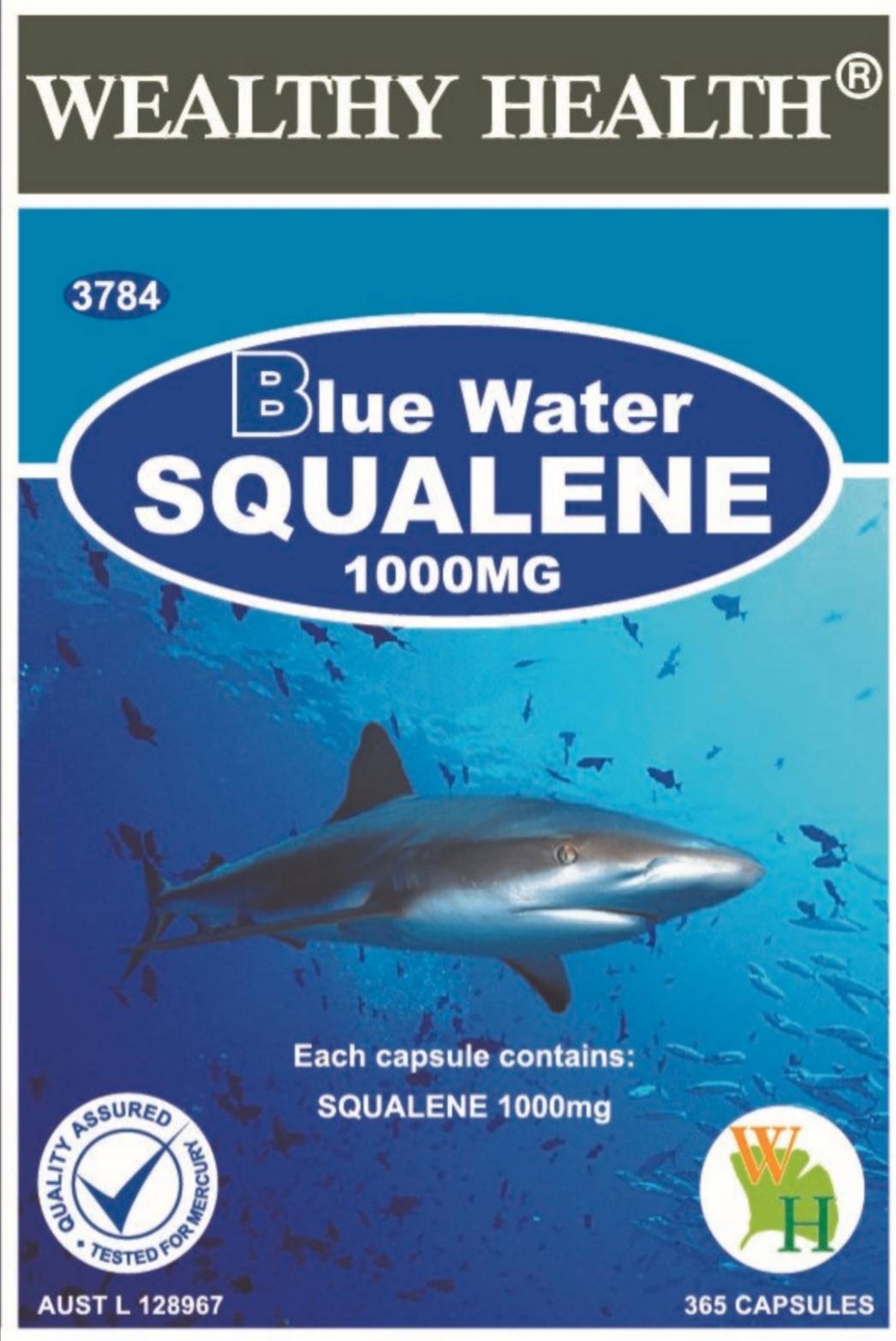 BLUE WATER SQUALENE 1000 mg. 365 softgels น้ำมันตับปลาฉลามน้ำลึก พันธ์พิเศษ เป็นน้ำมันที่ดีที่สุดในโลก