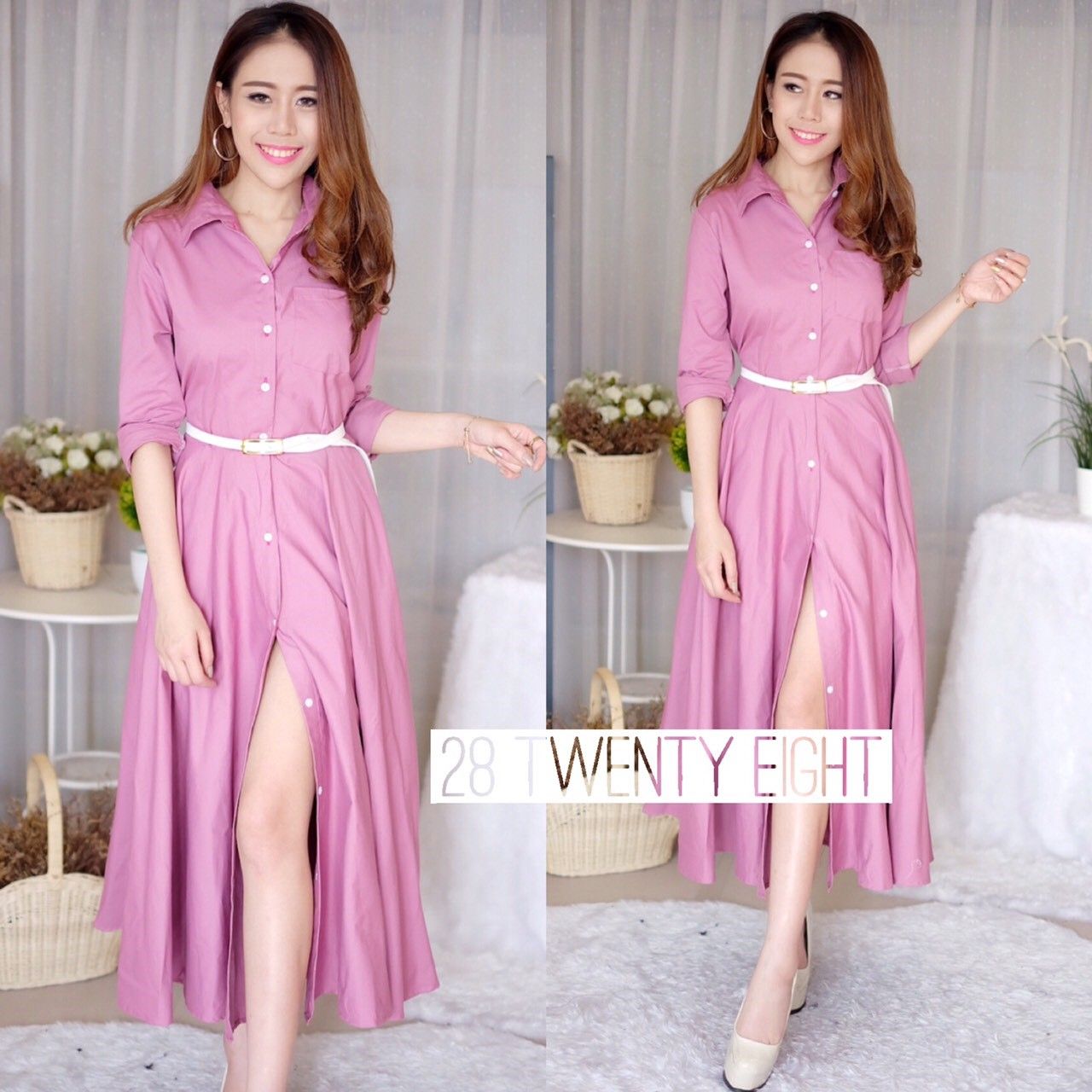 เดรสคอปกแขนยาว