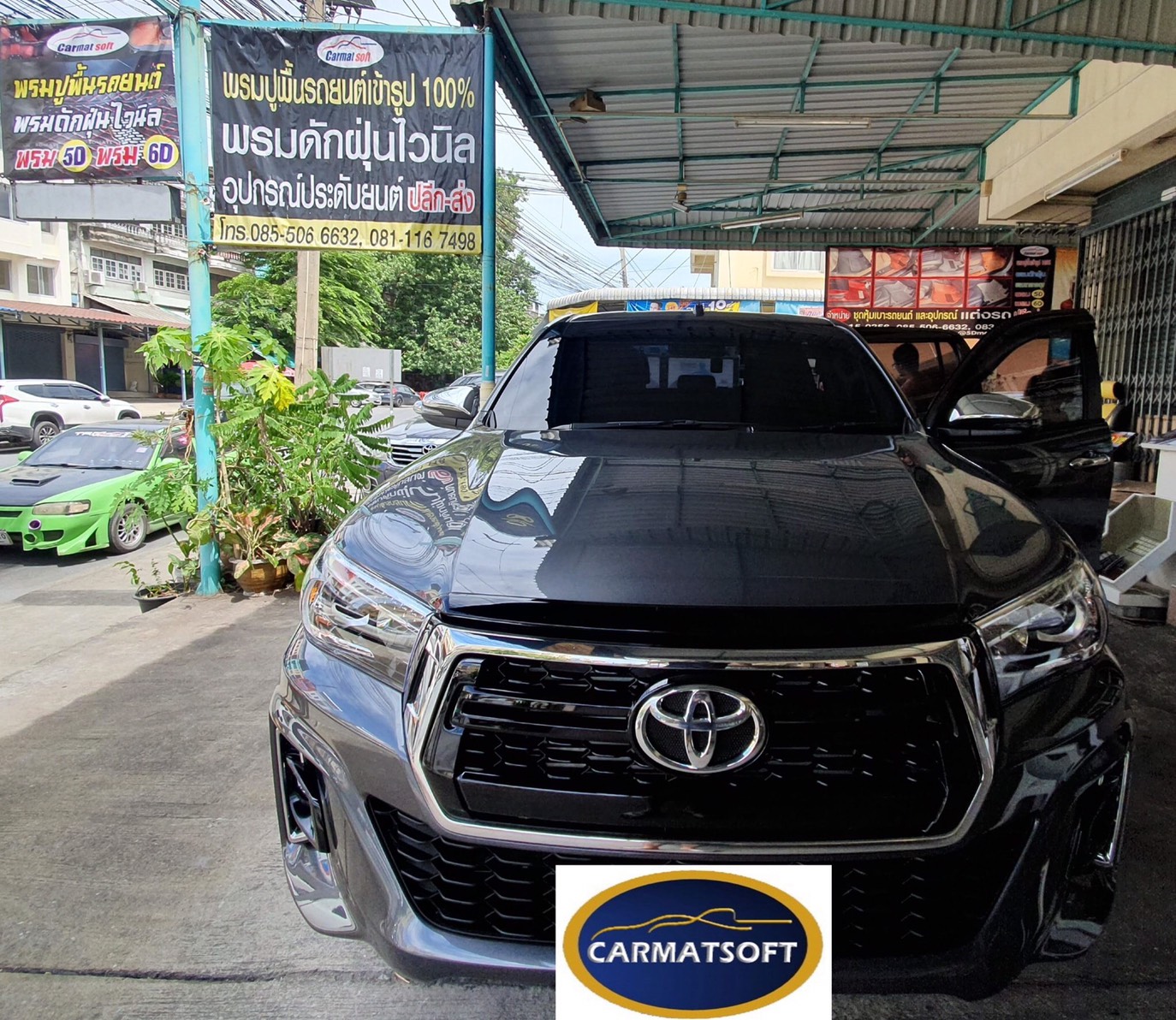 พรมปูพื้นรถยนต์5D REVO 4ประตู 13มิล ลายRICH สีกาแฟ 3ชิ้น