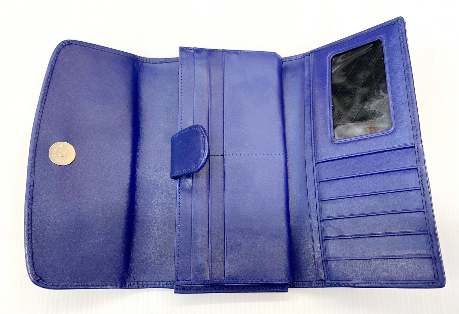 กระเป๋าสตางค์หนังปลากระเบนแท้1ตา 3พับยาว สีฟ้า