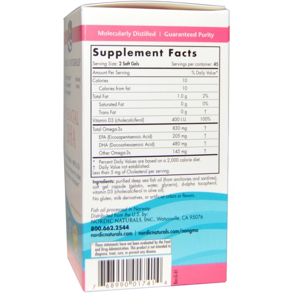 Nordic Naturals, Prenatal DHA, 500 mg, 90 Soft Gels
