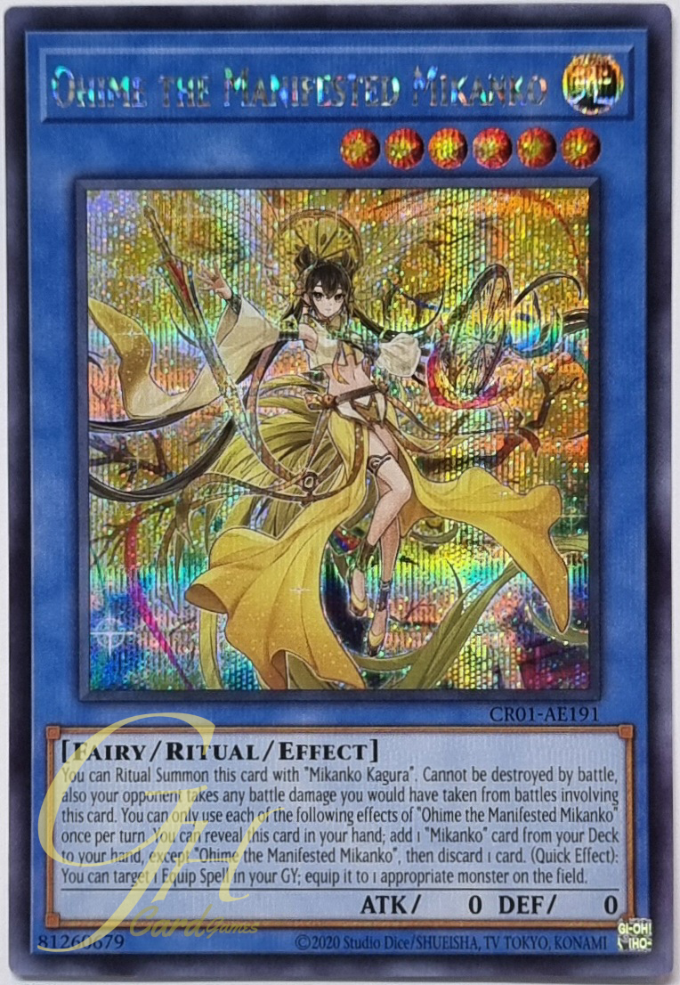 Yugioh [CR01-AE191] Ohime the Manifested Mikanko (Secret Rare)