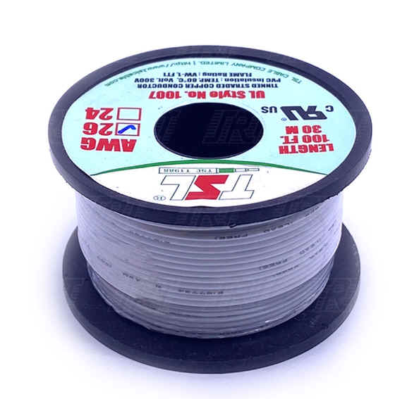 สายไฟอ่อน UL1007 ความยาวม้วนละ 100 ฟุต AWGขนาดต่างๆ (Standard Wire)