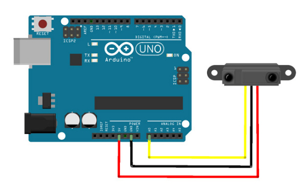 โมดูลวัดระยะทางแบบอินฟราเรด รุ่น GP2Y0A21YK0F วัดระยะ 10 - 80 เซนติเมตร