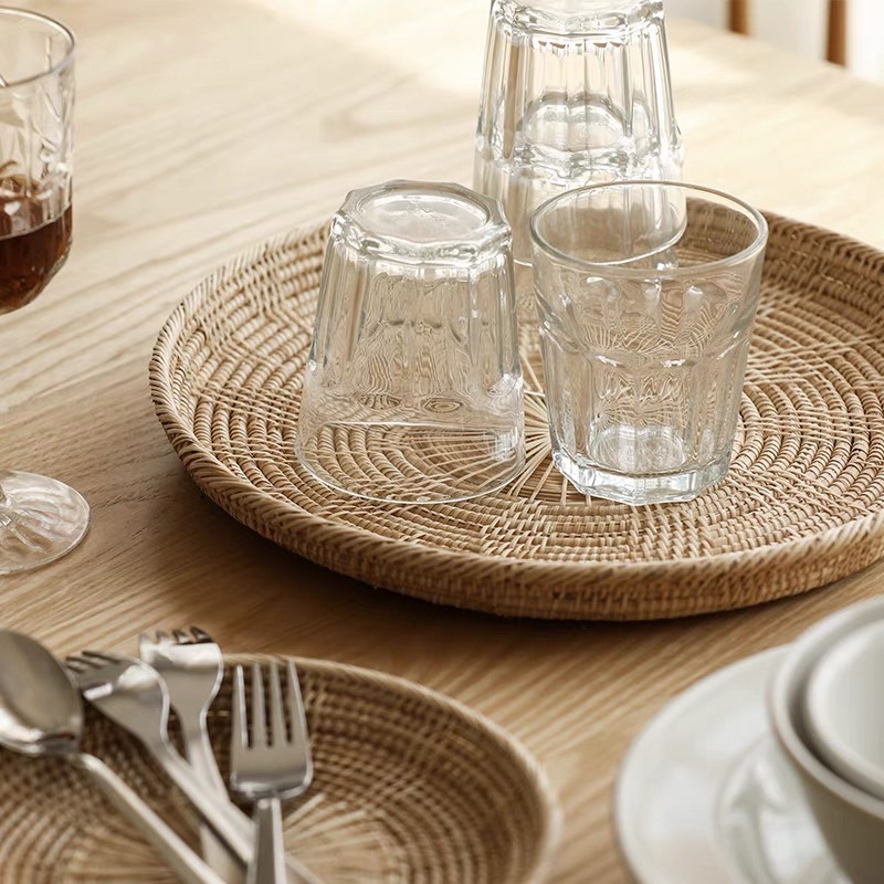 ถาดหวายมินิมอล ถาดใส่อาหาร ถาดวางขนม พร็อพถ่ายรูป 🤎