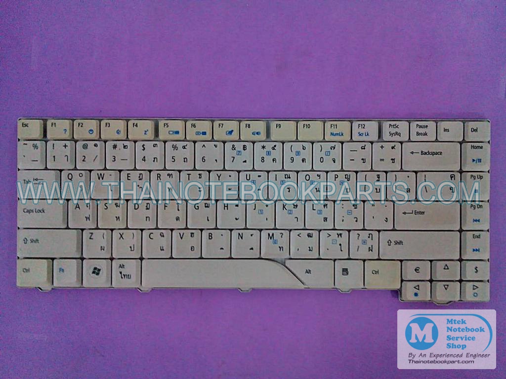 MT00951 คีย์บอร์ดโน๊ตบุ๊ค Acer 4520 4720 5920 - AEZD1-00110 MP-07A23T0-920 Notebook Keyboard (สีขาว มือสอง แป้นพิมพ์ English-Thai) 2