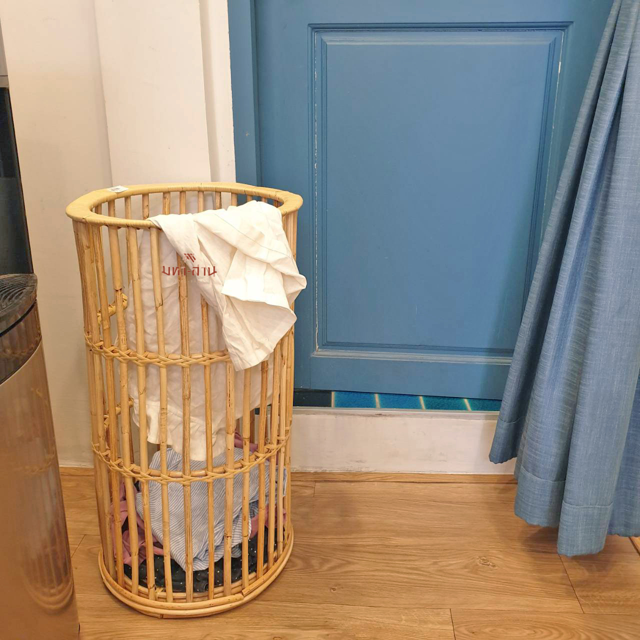 ตะกร้าใส่ร่ม ตะกร้าหวาย ตะกร้าผ้า ทรงกลม ที่เก็บร่ม 🌂