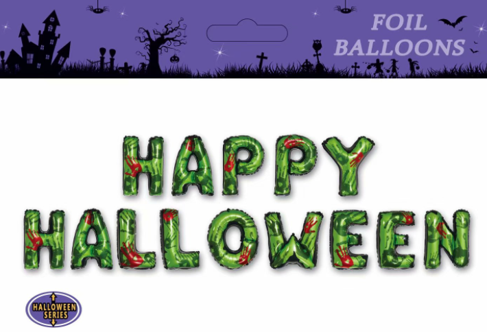 HAPPY HALLOWEEN 14'' ฟอยอักษรฮาโลวีน โทนสีเขียว ลูกโป่งฮาโลวีน