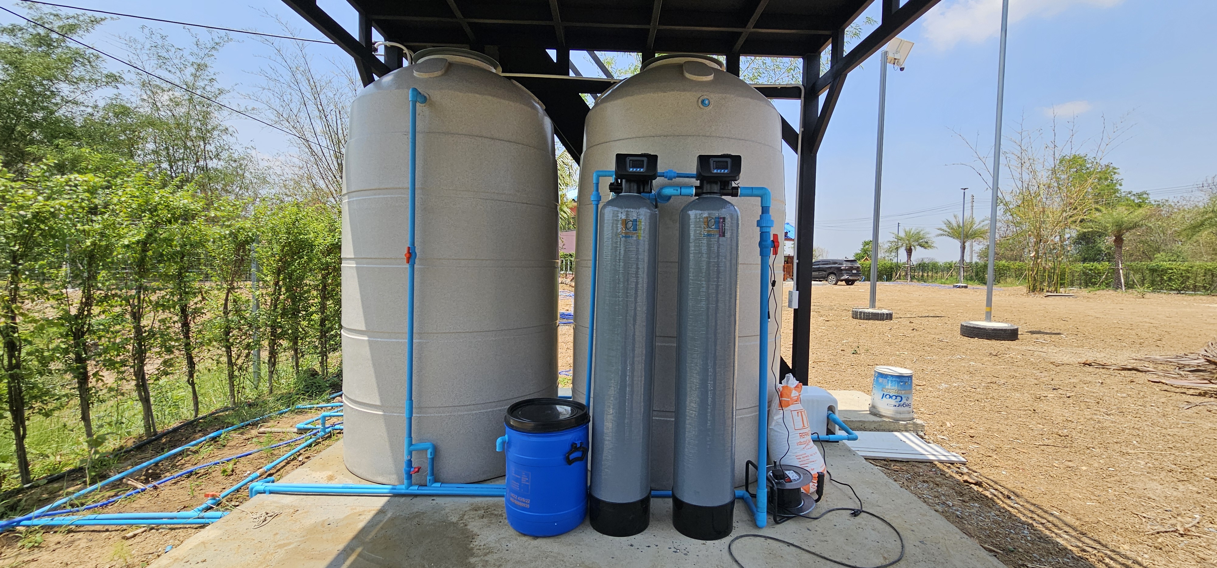 ถังกรองน้ำภายในบ้าน2ถังขนาดจุสาร50ลิตร ระบบล้างAUTO+เครื่องกรองน้ำดื่มระบบRO