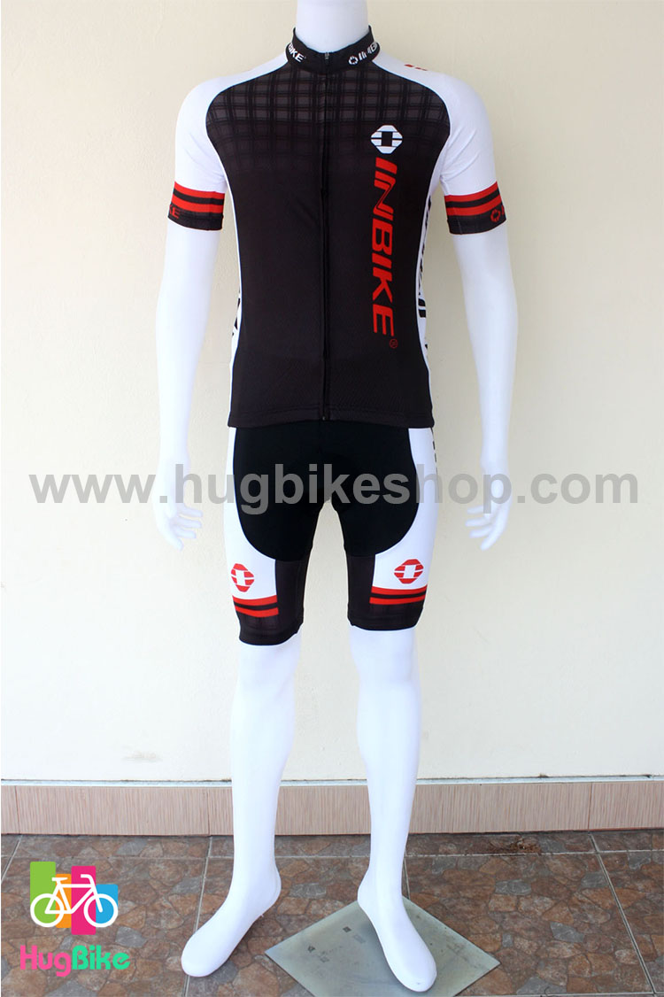 ชุดจักรยานแขนสั้นทีม INBIKE 16 (01) สีดำขาวแดง