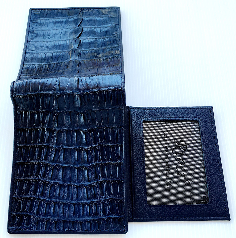 กระเป๋าสตางค์หนังจระเข้แท้ ส่วนหาง สีกรมท่า