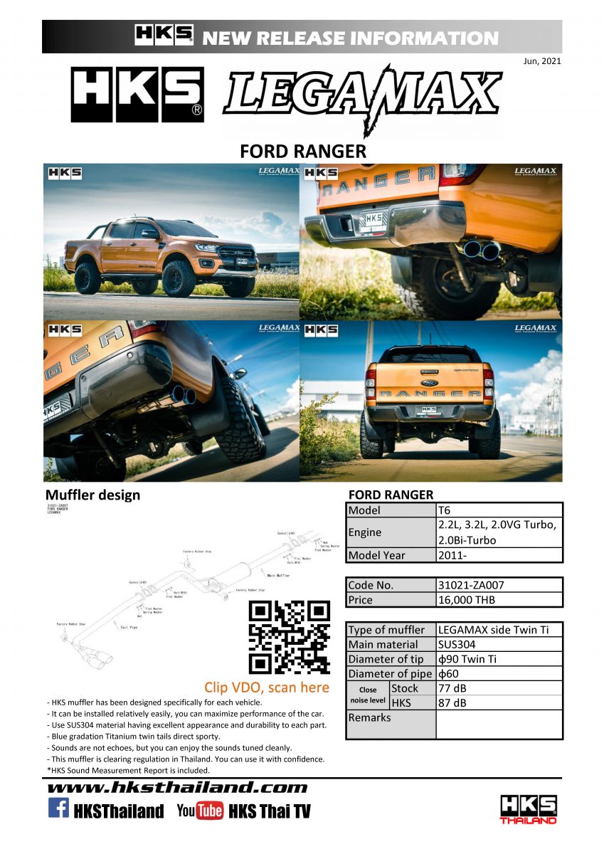 ท่อ HKS LEGAMAX FORD RANGER SIDE_MUFLER_TWIN_TI