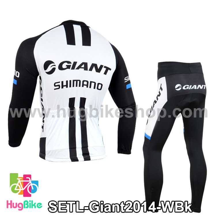 ชุดจักรยานแขนยาวทีม Giant 14 สีขาวดำ
