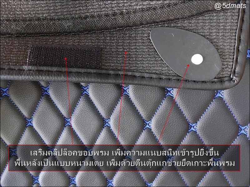 พรมปูพื้นรถยนต์ 6D TOYOTA YARIS ATIV 2018 พรม6D QJ VIP หนาพิเศษ สีดำด้ายน้ำเงิน เต็มคัน 3ชิ้น