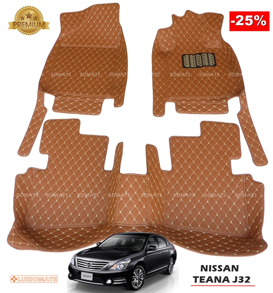 พรมปูพื้นรถยนต์ NISSAN TEANA J32 (ปี2009-13) พรม6D สีน้ำตาลอ่อน เต็มคัน (3ชิ้น)
