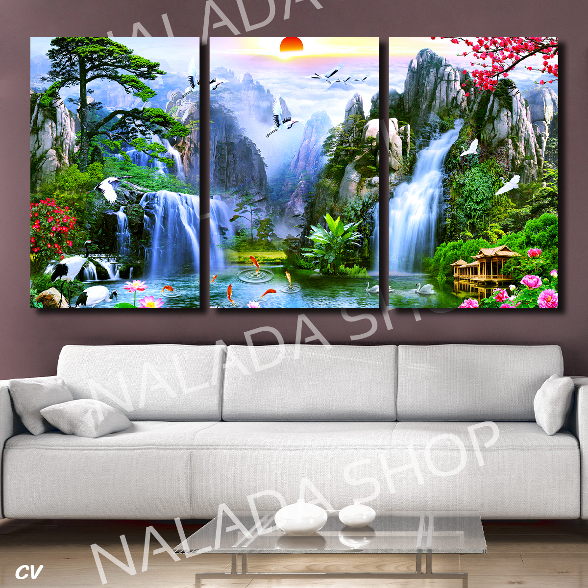 ภาพติดผนังผ้าใบแคนวาส สวย ความหมายดี 020