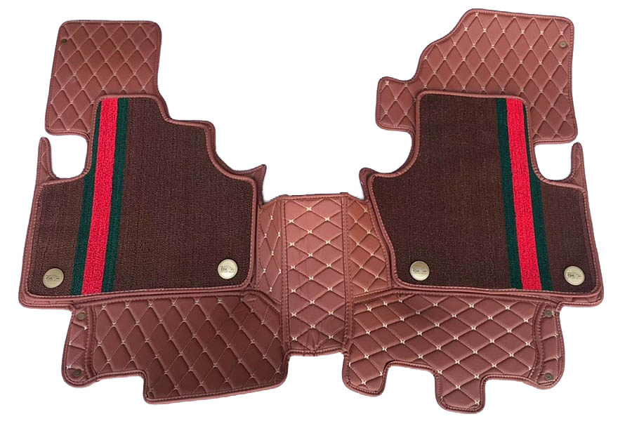 พรมปูพื้นรถยนต์ 7D PAJERO SPORT ปี2015-23 สีน้ำตาล เสริมใยดักฝุ่น เข้ารูป เต็มคัน