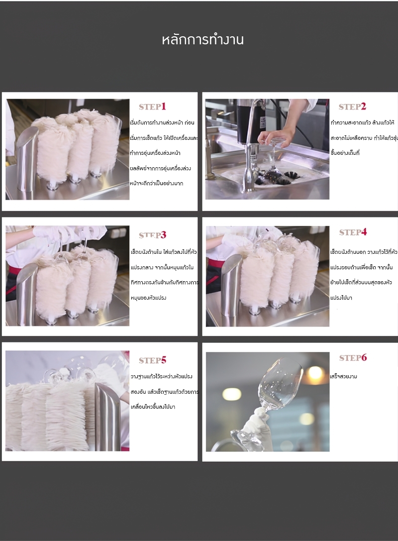 เครื่องเช็ดแก้วไวน์ 5 หัว แบบไฟฟ้า เครื่องเช็ดแก้วไวน์ความเร็วสูง SME LUP-01