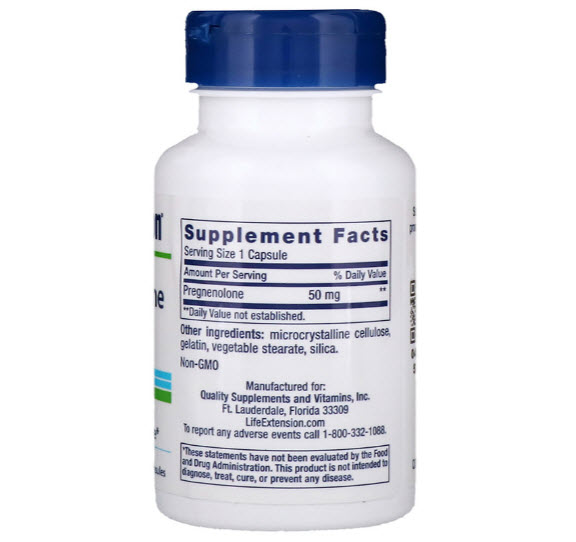Life Extension, Pregnenolone, 50 mg, 100 Capsules
