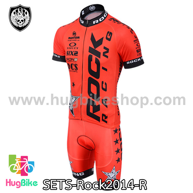 ชุดจักรยานแขนสั้นทีม Rock Racing 14 สีแดง