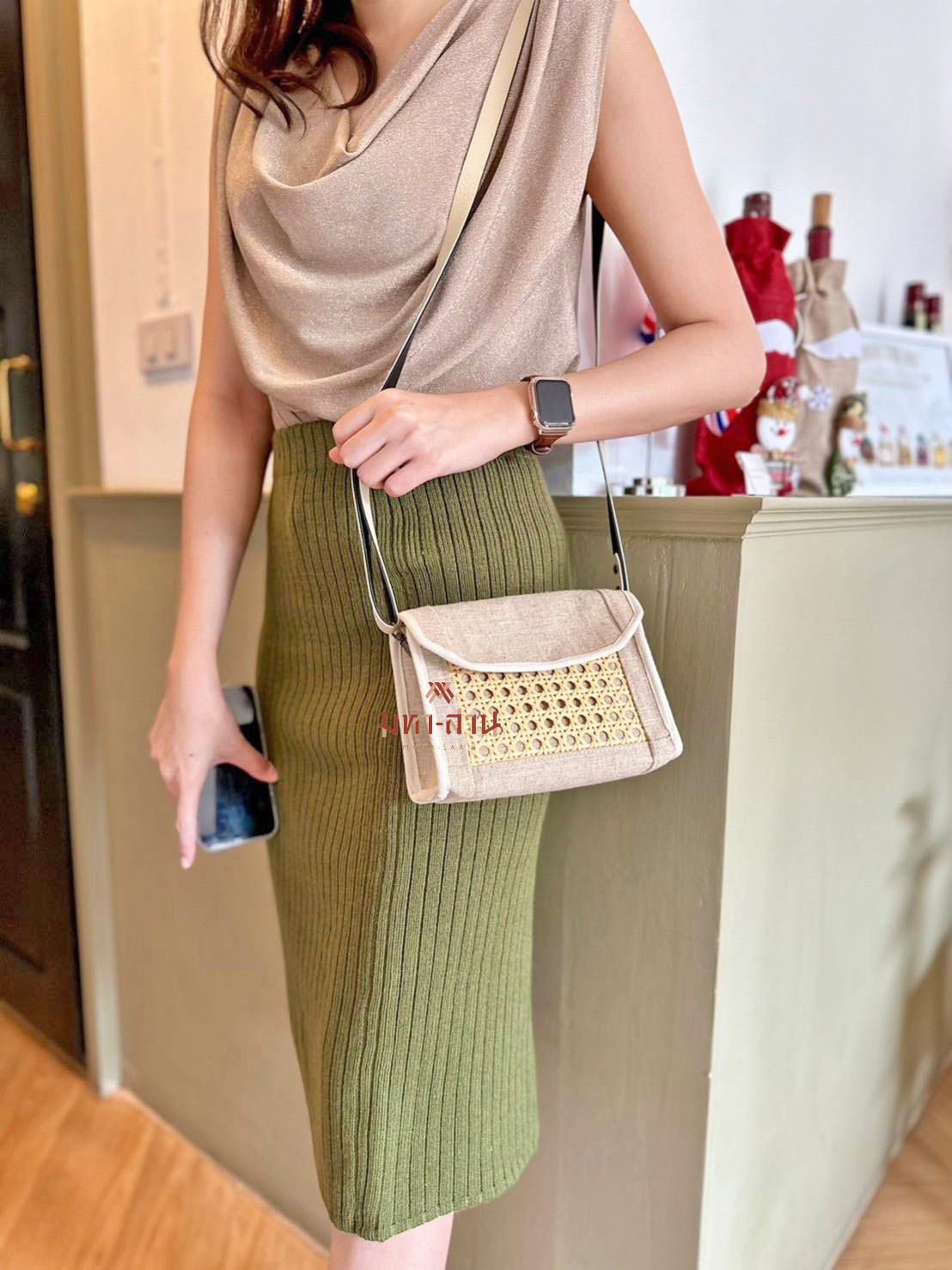 กระเป๋าสาน ฝาพับ สะพายน่ารัก กระเป๋าถือ กระเป๋าผู้หญิง กระเป๋าเด็ก สำเนา