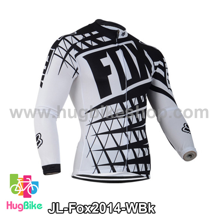 เสื้อจักรยานแขนยาวทีม Fox 14 สีขาวดำ