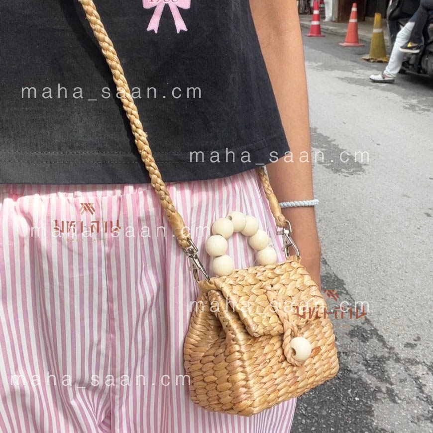กระเป๋าสานผักตบชวา ฝาพับ แฮนด์เมด เด็กและผู้ใหญ่⭐️