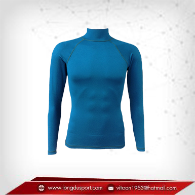 Body Fit / Base Layer เสื้อรัดรูป คอตั้ง แขนยาว สีฟ้า darkstateblue