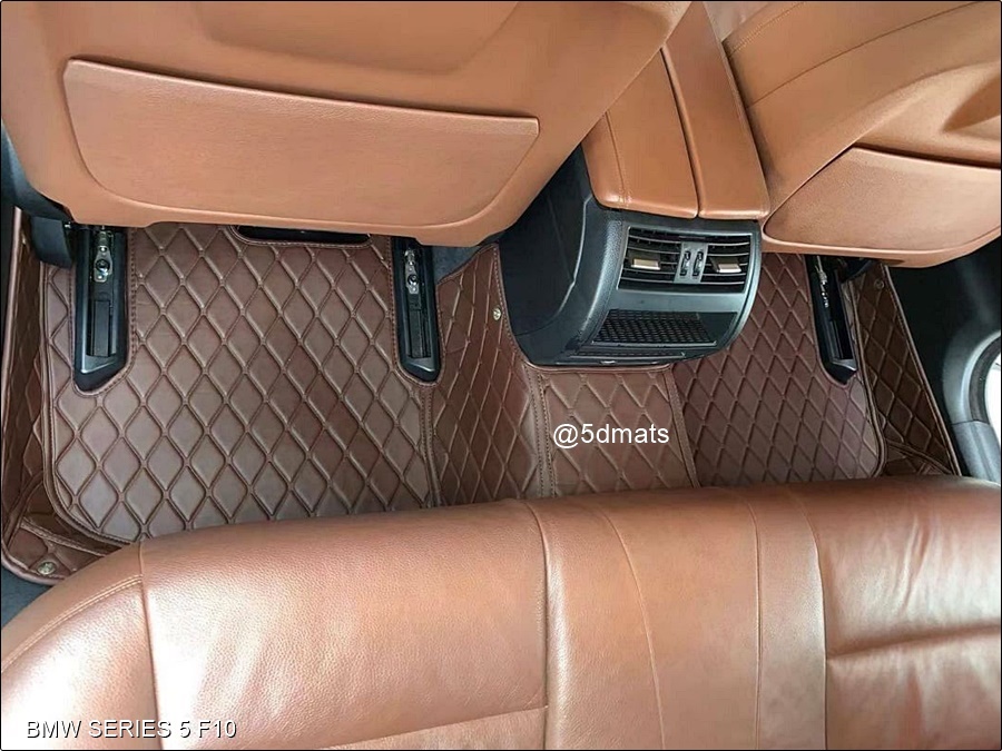 พรมปูพื้นรถยนต์5D BMW SERIES 5 F10 (2010-16) พรม5D ลายRICH สีกาแฟ รวมแผ่นปูท้าย เต็มคัน (4ชิ้น)