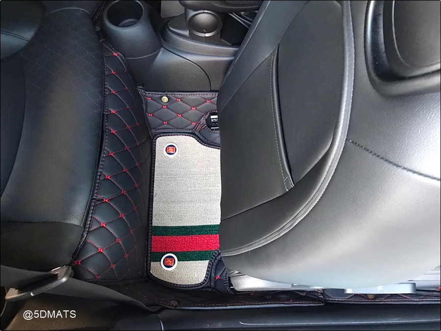 พรมปูพื้นรถยนต์ 7D MINI COOPER S F56 พรม7D QJ VIP Plus+ สีดำด้ายแดง เสริมใยดักฝุ่น เต็มคัน