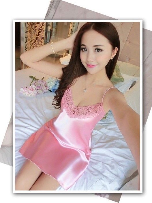 ชุดนอนเดรสสายเดี่ยวซาติน