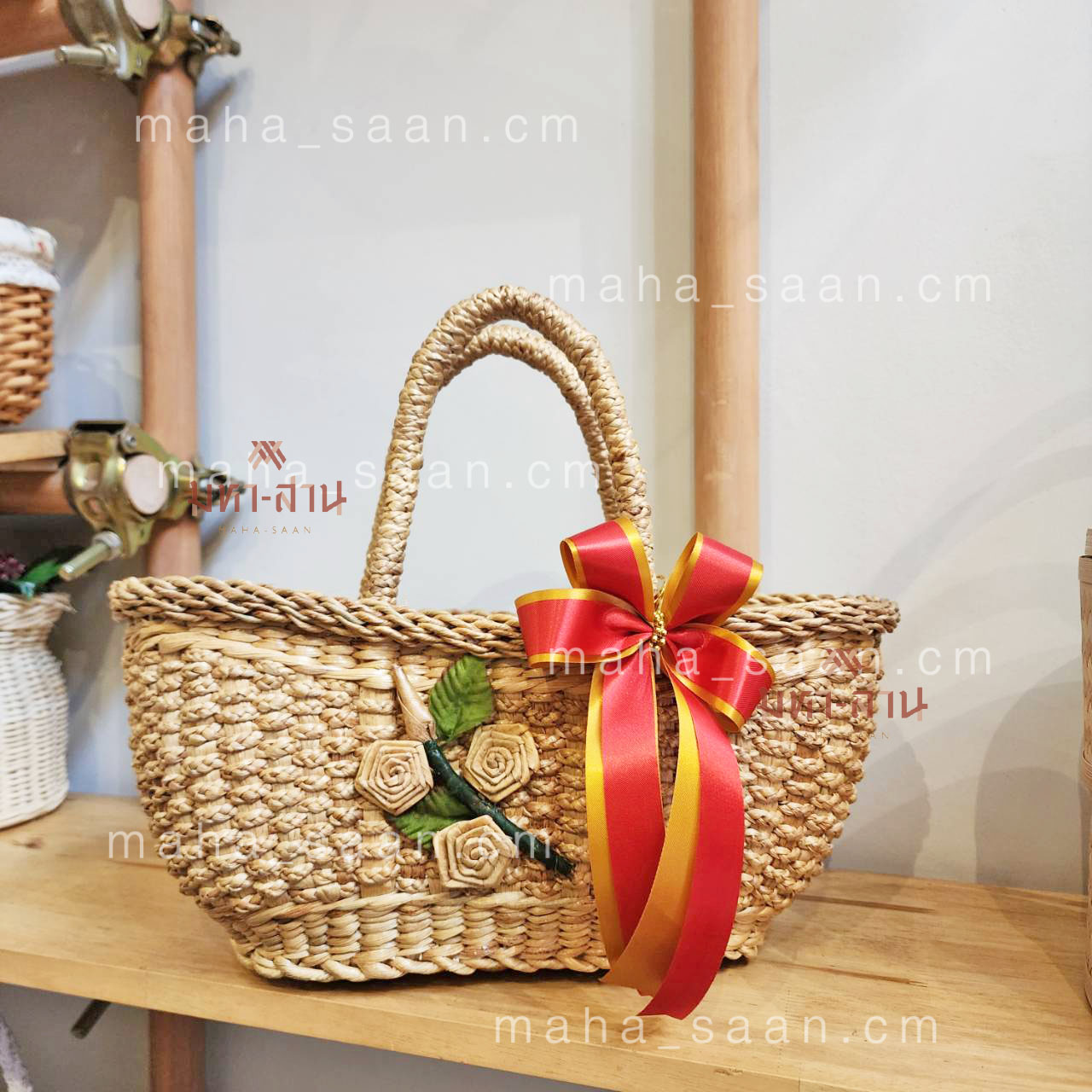 กระเป๋าสานผักตบชวา ตะกร้าสาน สีธรรมชาติ Basket bag 🍃