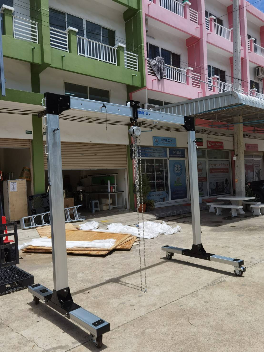 เครนยกของหนัก ปรับระดับ ประกอบเครนใช้งานได้ง่าย + รอกโซ่ มีให้เลือกหลายขนาด Crane01 kld