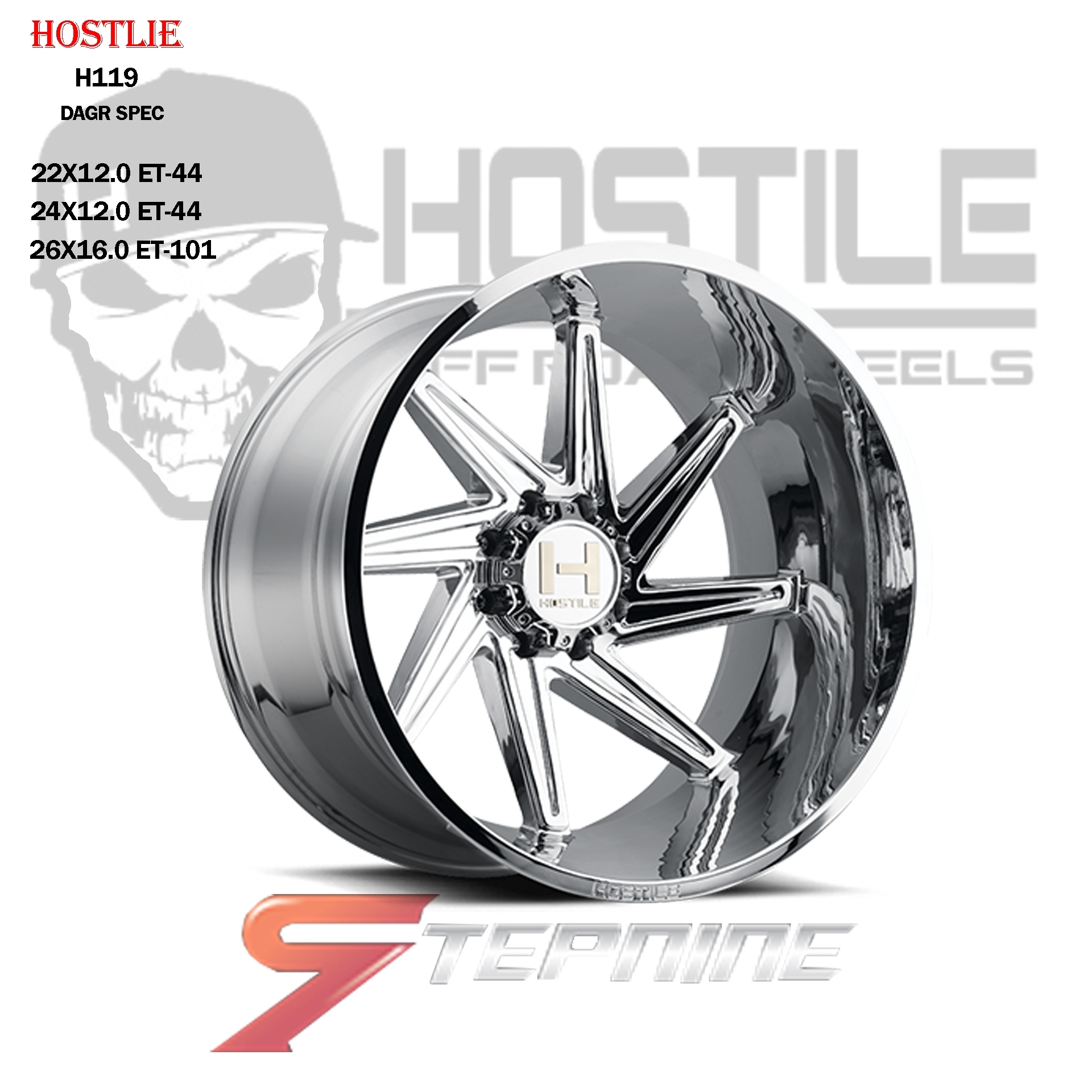 ล้อแท้ HOSTILE H119 สีโครเมี่ยม ของแท้ที่ STEP9