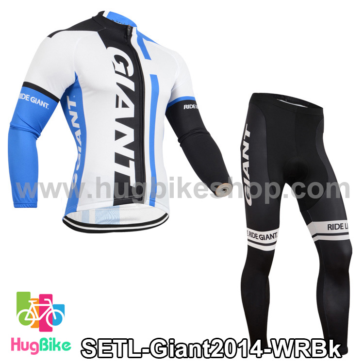 ชุดจักรยานแขนยาวทีม Giant 14 สีขาวน้ำเงิน