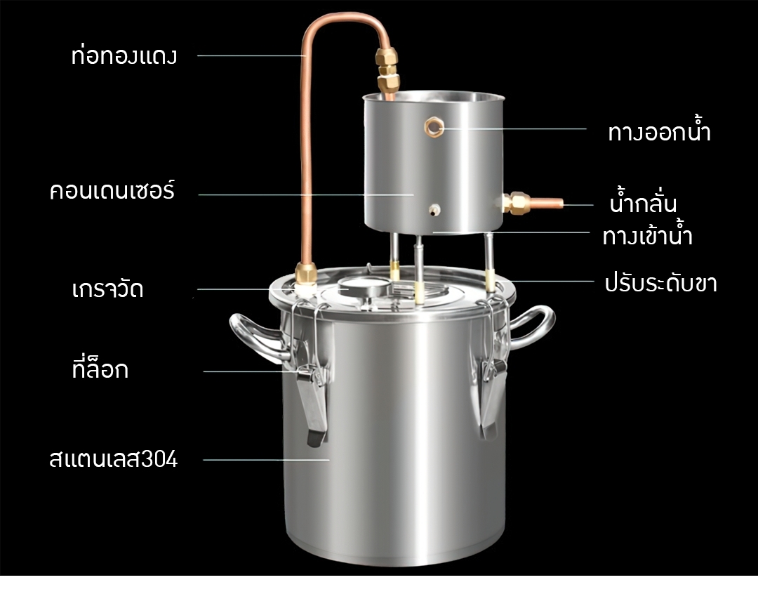 หม้อกลั่น YANTAI-10 ทั้งกลั่นทั้งหมัก ในถังเดียว 12L/20L/33L/50L