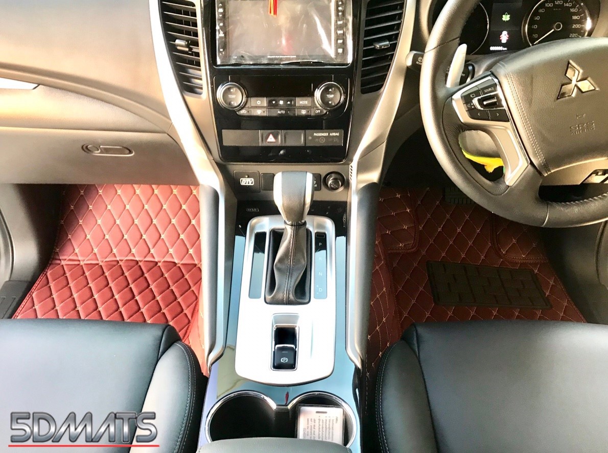 พรมปูพื้นรถยนต์6D NEW PAJERO SPORT 2016-20 รุ่นVIP. PREMIUM สีไวน์แดง หนาพิเศษ เต็มคัน